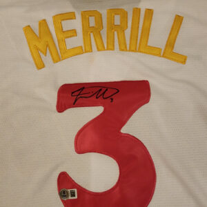 Jackson Merrill Autographed Padres White City Connect Jersey Beckett COA v2