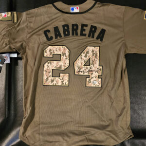 Miguel Cabrera Autographed Green Salute to Service Detroit Tigers Jersey Beckett COA v2