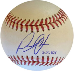 Paul Skenes Autographed OMLB Baseball Inscribed 24 NL ROY with MLB Certificate of Authenticity.