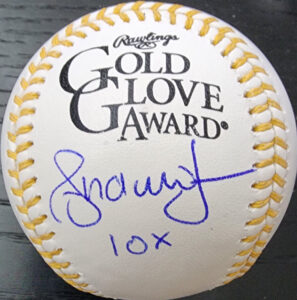 Andruw Jones Autographed Gold Glove Baseball inscribed 10X v1