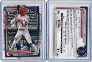 Christian Moore Autographed 2024 Bowman Paper Draft 1st Bowman Rookie RC PSA COA