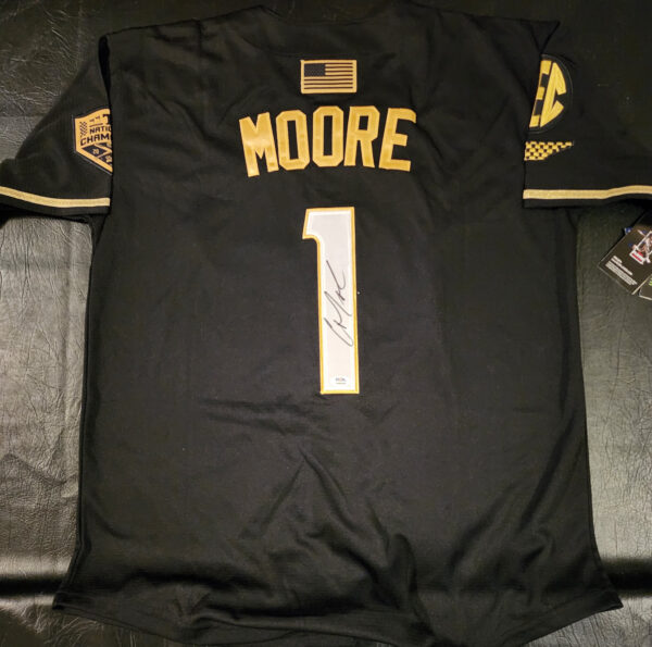 Christian Moore Autographed Black Gold Tennessee Volunteers 2024 MCWS Jersey v3