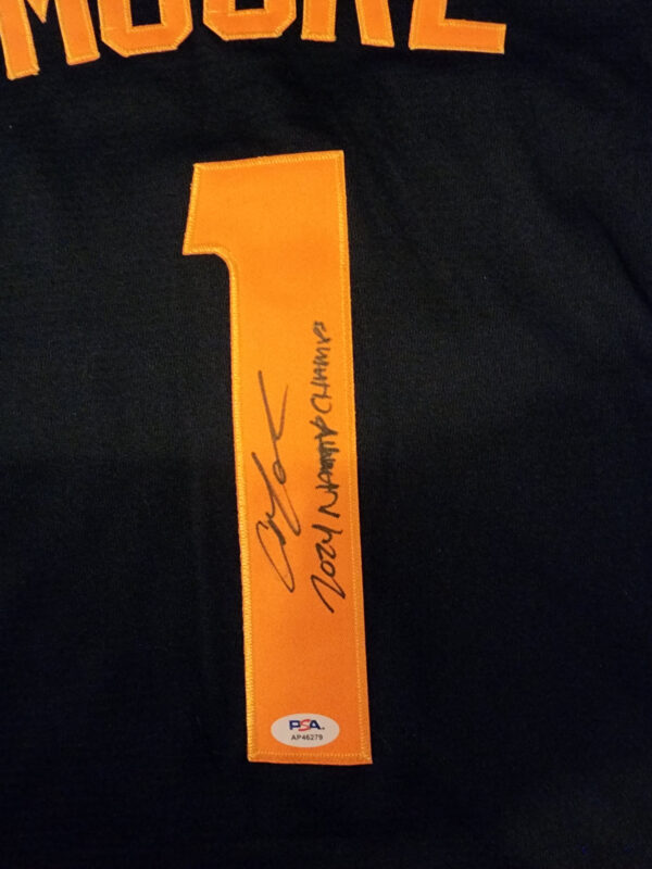 Christian Moore Autographed Black Tennessee Volunteers 2024 MCWS Jersey Inscribed 2024 Natty Champs v1