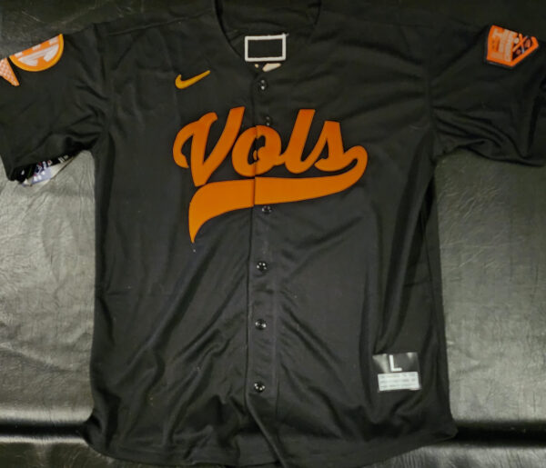 Christian Moore Autographed Black Tennessee Volunteers 2024 MCWS Jersey Inscribed 2024 Natty Champs v4