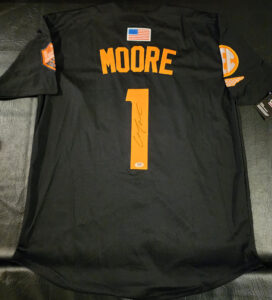 Christian Moore Autographed Black Tennessee Volunteers 2024 MCWS Jersey v3