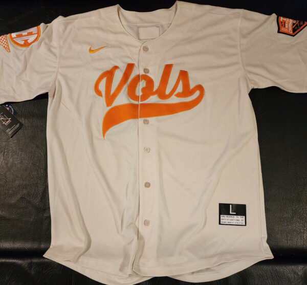 Christian Moore Autographed Cream Tennessee Volunteers 2024 MCWS Jersey Inscribed 2024 Natty Champs v4