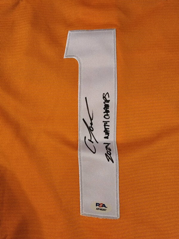 Christian Moore Autographed Orange Tennessee Volunteers 2024 MCWS Jersey Inscribed 2024 Natty Champs v1