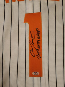 Christian Moore Autographed Pinstriped Tennessee Volunteers 2024 MCWS Jersey Inscribed 2024 Natty Champs v1