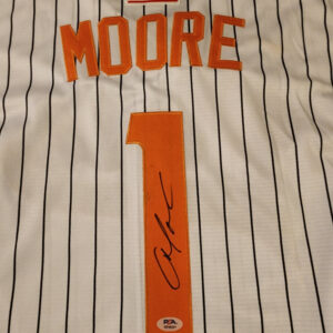 Christian Moore Autographed Pinstriped Tennessee Volunteers 2024 MCWS Jersey v2