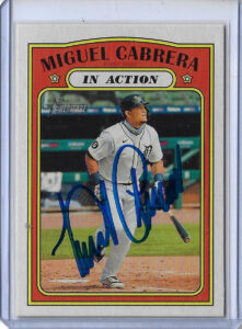 Miguel Cabrera Autographed 2021 Topps Heritage Miguel Cabrera In Action Card 108