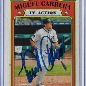 Miguel Cabrera Autographed 2021 Topps Heritage Miguel Cabrera In Action Card 108