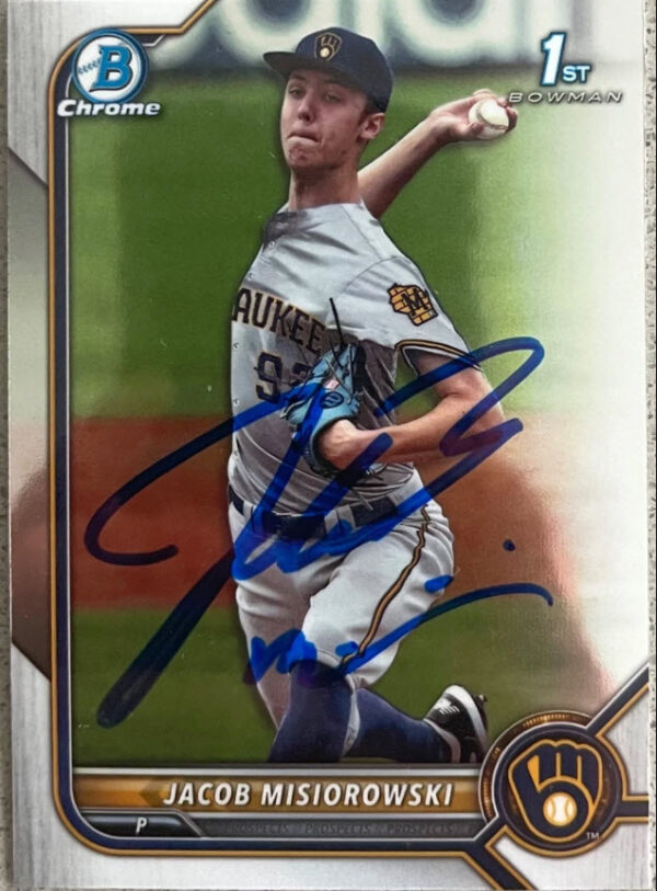 Jacob Misiorowski Autographed 2022 1st Bowman Chrome RC Rookie Card