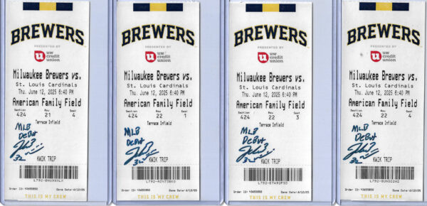 Jacob Misiorowski Autographed Milwaukee Brewers MLB Debut Ticket