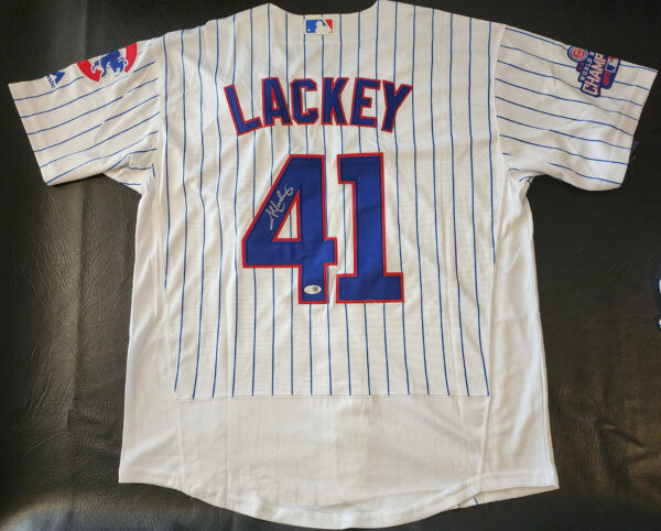 John Lackey Autographed 2016 World Series Chicago Cubs Home Jersey v3
