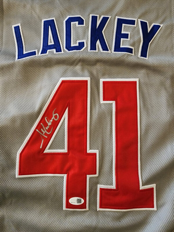 John Lackey Autographed 2016 World Series Chicago Cubs Road Jersey v2