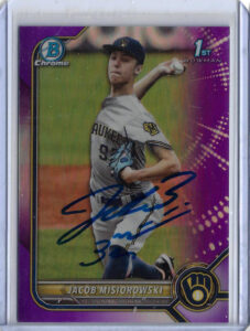 Jacob Misiorowski Autographed 2022 1st Bowman Chrome Purple Refractor RC Rookie Card