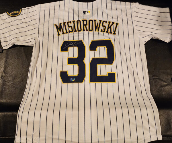 Jacob Misiorowski Autographed Milwaukee Pinstripe Replica Jersey v3