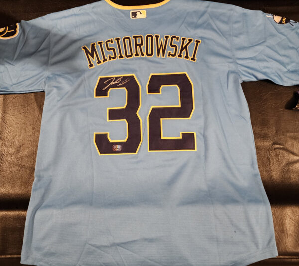 Jacob Misiorowski Autographed Milwaukee Powder Blue Replica Jersey v3