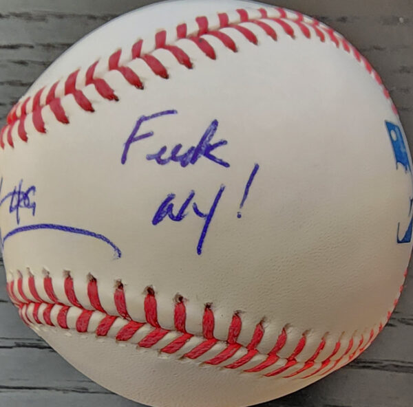 John Rocker Autographed OMLB Baseball Inscribed Fuck NY v2