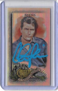Charlie Sheen Autographed 2022 Topps Allen & Ginter Chrome Mini Refractor #216 Card