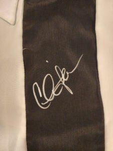Charlie Sheen Autographed Signed Two and A Half Men Black White Bowling Shirt SILVER v1