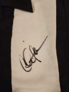 Charlie Sheen Autographed Signed Two and A Half Men Black White Bowling Shirt v1