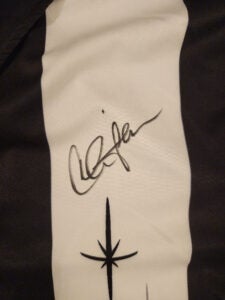 Charlie Sheen Autographed Signed Two and A Half Men Vintage Black White Bowling Shirt v1