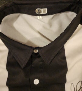 Charlie Sheen Autographed Signed Two and A Half Men Vintage Black White Bowling Shirt v2