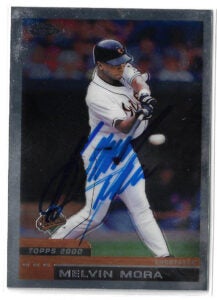 Melvin Mora Autographed 2000 Topps Chrome Traded #T98 ROOKIE Card