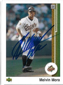 Melvin Mora Autographed 2002 Upper Deck Authentics #40 Card