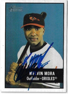 Melvin Mora Autographed 2003 Bowman Heritage #44 Card