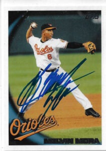 Melvin Mora Autographed 2010 Topps #13 Card