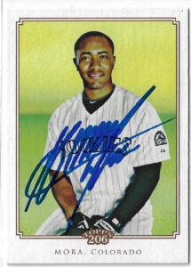 Melvin Mora Autographed 2010 Topps 206 #262 Card