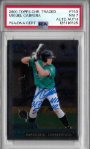 Miguel Cabrera Autographed 2000 Topps Chrome Traded T40 Rookie Card PSA 7
