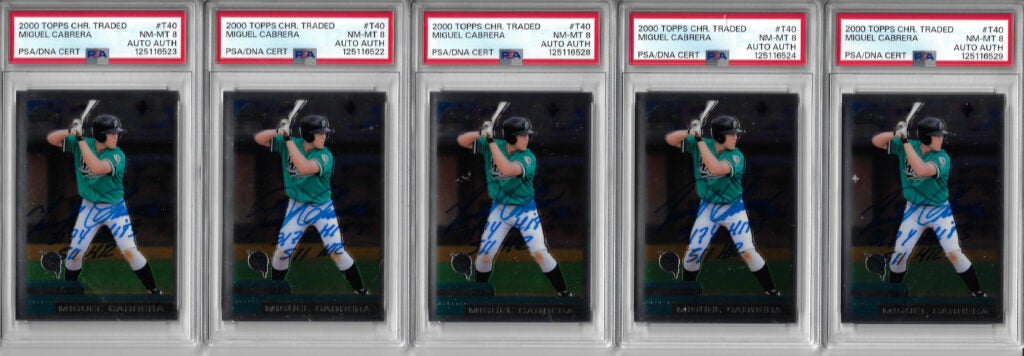 Miguel Cabrera Autographed 2000 Topps Chrome Traded T40 Rookie Card PSA 8