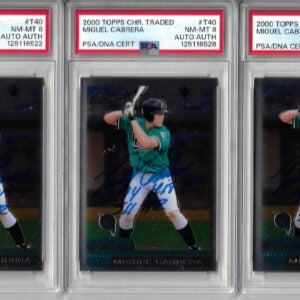 Miguel Cabrera Autographed 2000 Topps Chrome Traded T40 Rookie Card PSA 8