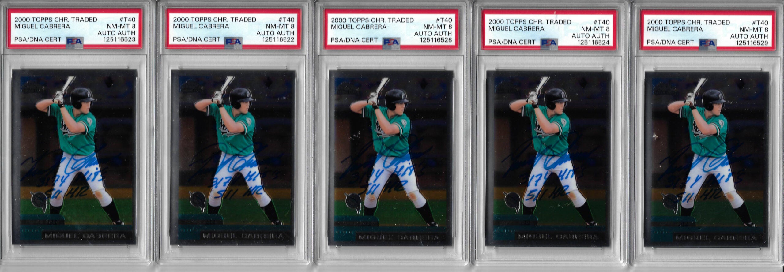 Miguel Cabrera Autographed 2000 Topps Chrome Traded T40 Rookie Card PSA 8 Miguel Cabrera Autographed 2000 Topps Chrome Traded T40 Rookie Card PSA 8