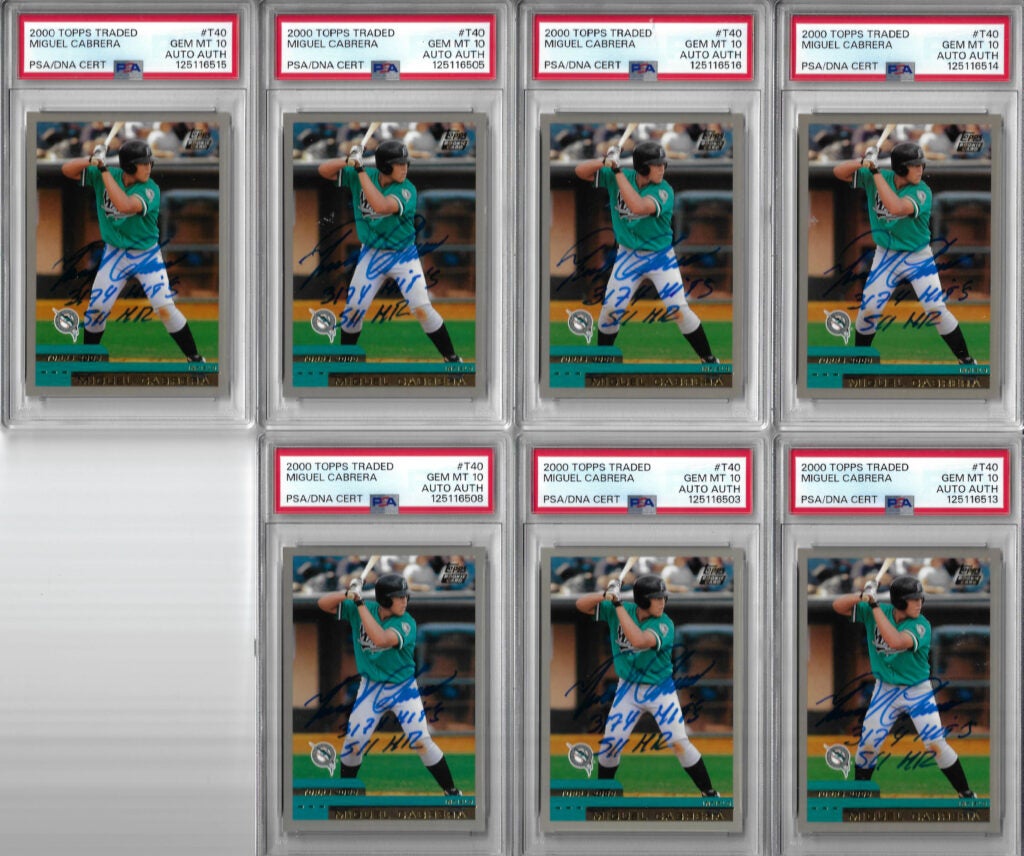 Miguel Cabrera Autographed 2000 Topps Traded T40 Rookie Card PSA 10