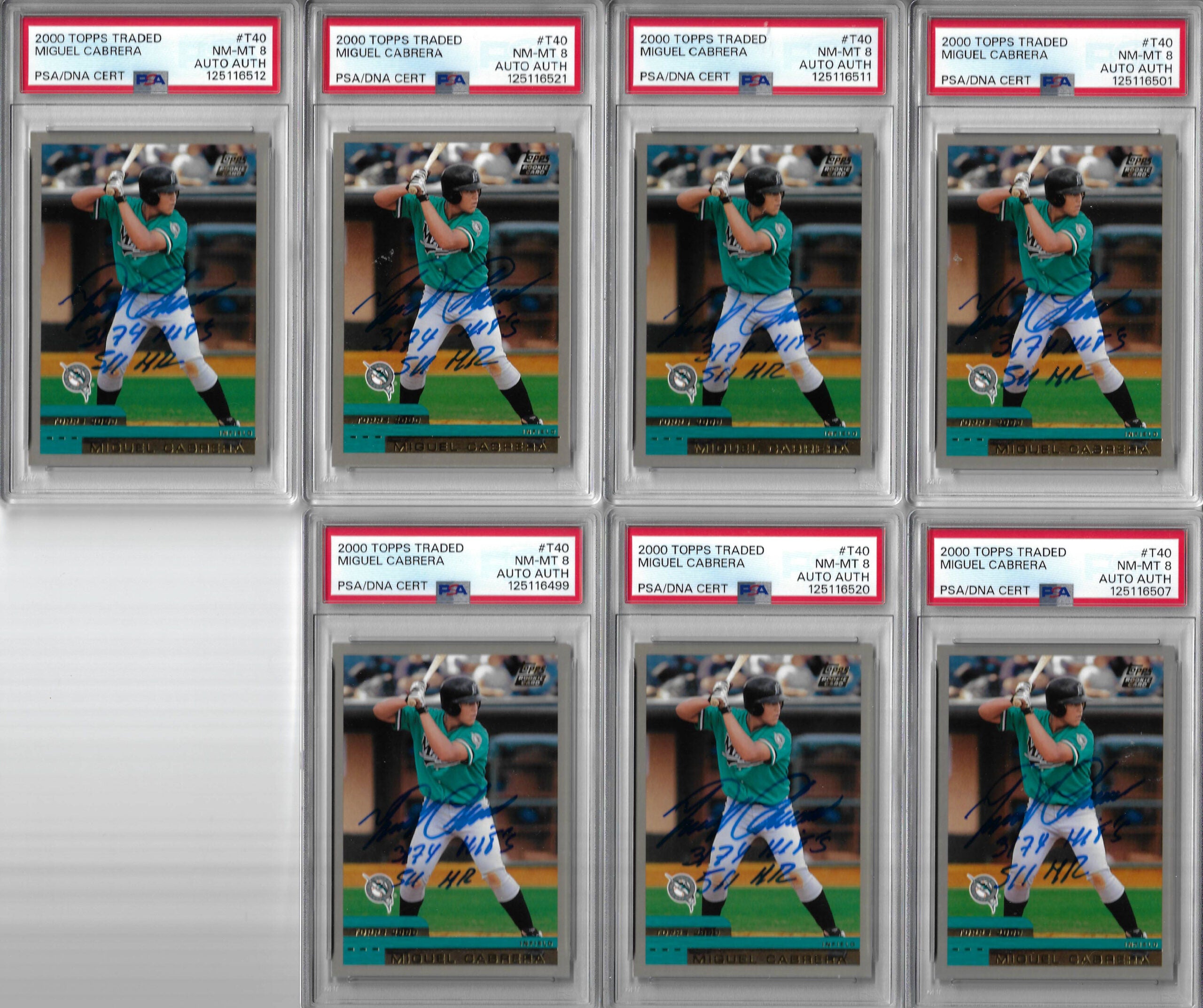 Miguel Cabrera Autographed 2000 Topps Traded T40 Rookie Card PSA 8 Miguel Cabrera Autographed 2000 Topps Traded T40 Rookie Card PSA 8