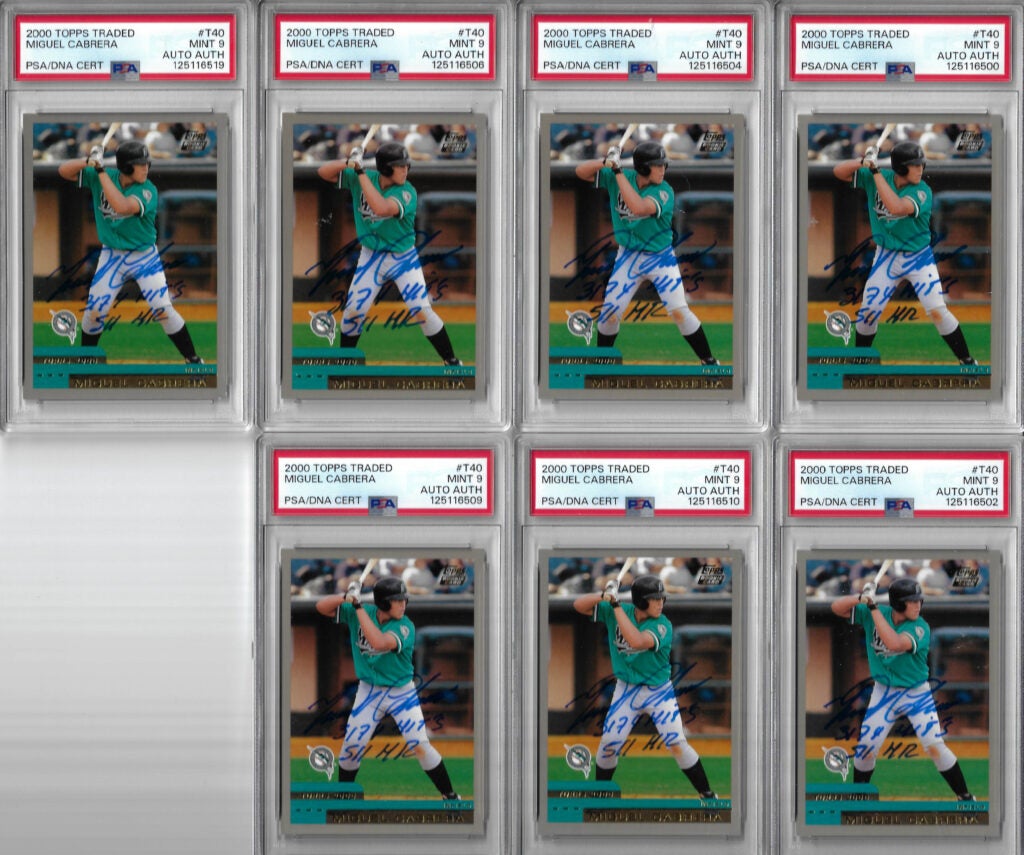 Miguel Cabrera Autographed 2000 Topps Traded T40 Rookie Card PSA 9