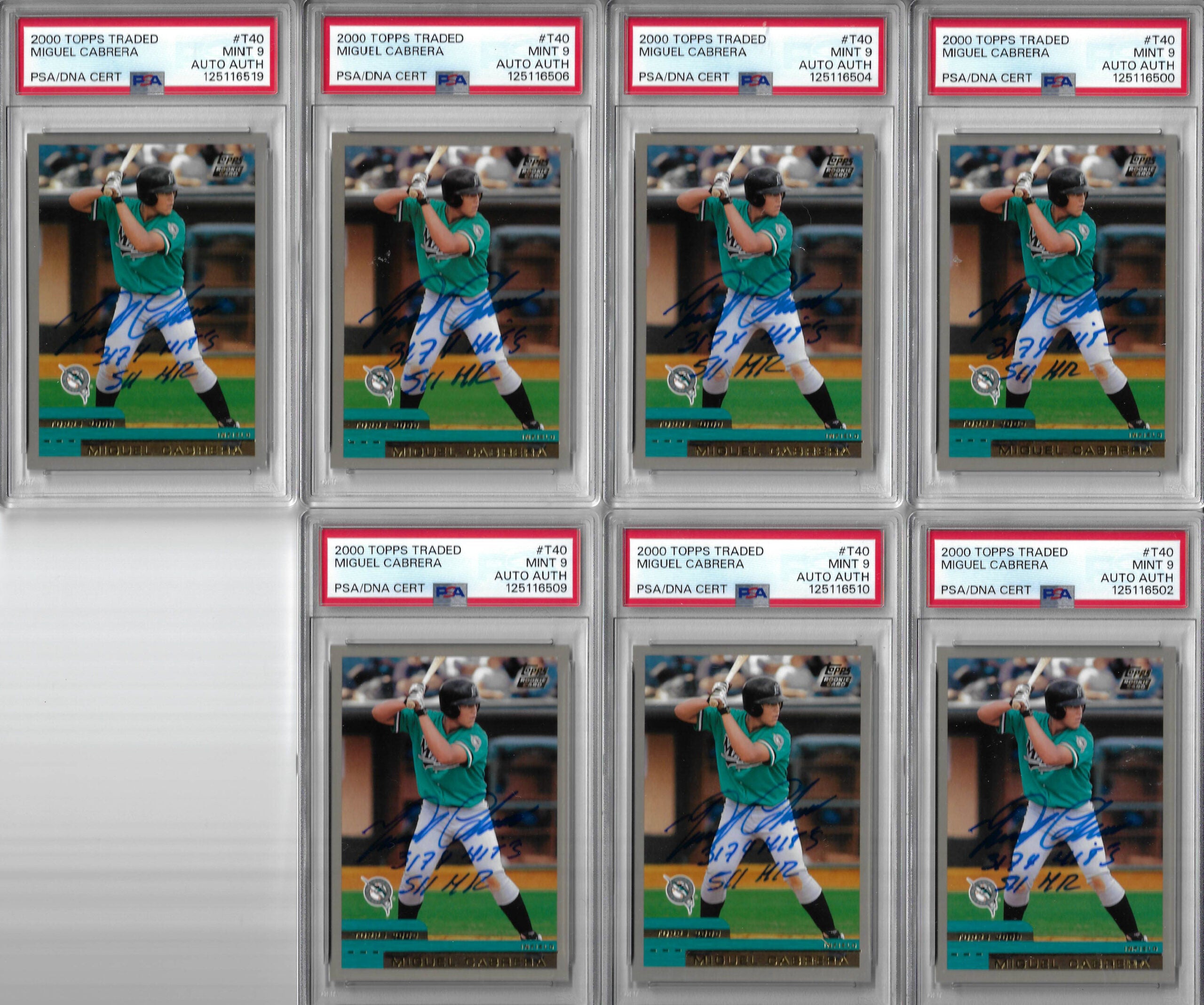 Miguel Cabrera Autographed 2000 Topps Traded T40 Rookie Card PSA 9 Miguel Cabrera Autographed 2000 Topps Traded T40 Rookie Card PSA 9