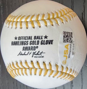 Bill Mazeroski Autographed Gold Glove Baseball with 8X Inscription v2