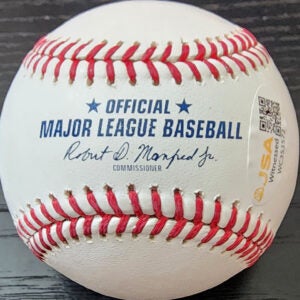 Bill Mazeroski Autographed HOF Baseball with HOF 01 Inscription v2