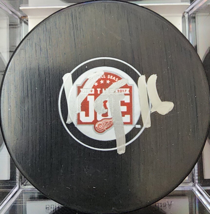 Vladimir Konstantinov Autographed Detroit Red Wings JOE Puck JSA Certificate of Authenticity 1