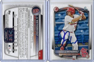 JJ Wetherholt Autographed 2025 Bowman Prospects BP22 Rookie Card PROVA COA