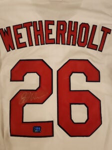 JJ Wetherholt Autographed White St Louis Cardinals Jersey v2