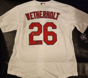 JJ Wetherholt Autographed White St Louis Cardinals Jersey v3